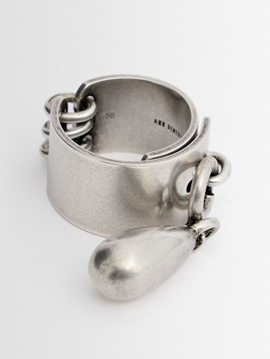 Ann Demeulemeester: Aurelie silver lockring w/ drop - Antique Silver - men_1 | Luisa Via Roma
