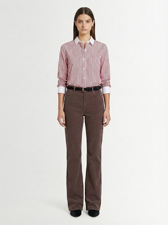 Marie Marot: Raquel cotton shirt - Bordeaux/White - women_1 | Luisa Via Roma