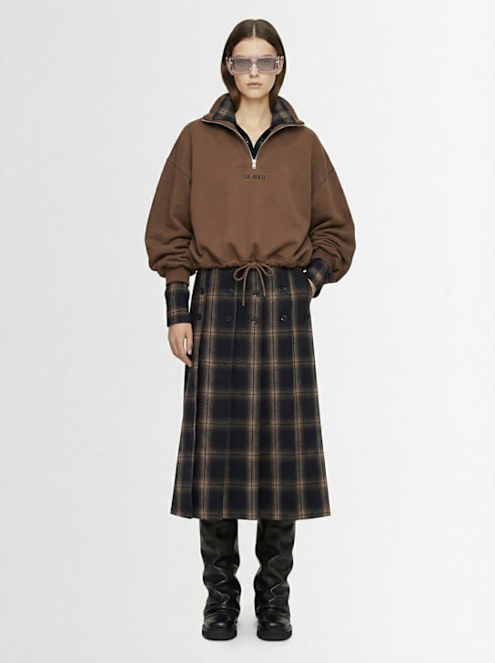 The Attico: Checked cotton midi skirt - 棕色/多色 - women_1 | Luisa Via Roma