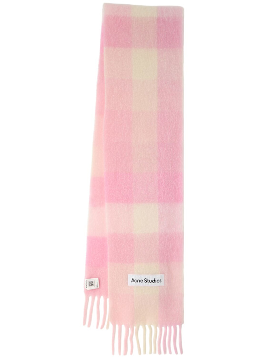 Acne Studios: Vally alpaca blend scarf - 粉色/白色 - women_0 | Luisa Via Roma