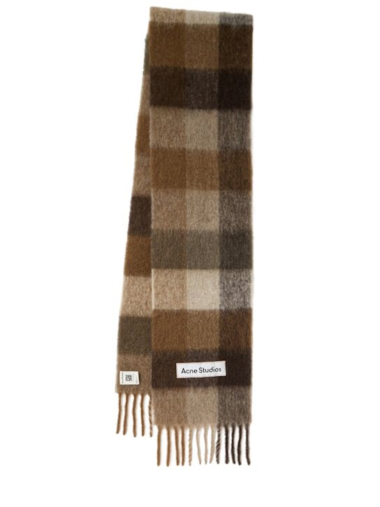 Acne Studios: Vally alpaca blend scarf - 棕色/白色 - women_0 | Luisa Via Roma
