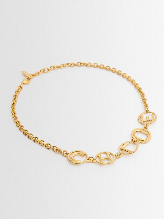 Chloé: Script circle logo项链 - 复古金色 - women_1 | Luisa Via Roma