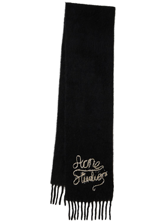 Acne Studios: Vally embroidered logo scarf - Black - women_0 | Luisa Via Roma