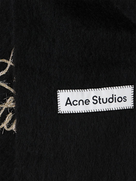 Acne Studios: Vally embroidered logo scarf - Black - women_1 | Luisa Via Roma