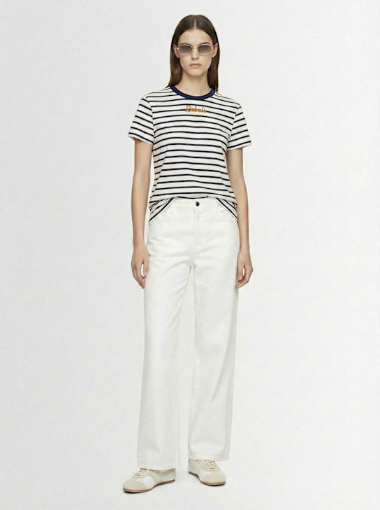 Dsquared2: Just Right fit striped cotton t-shirt - Blue/White - women_1 | Luisa Via Roma