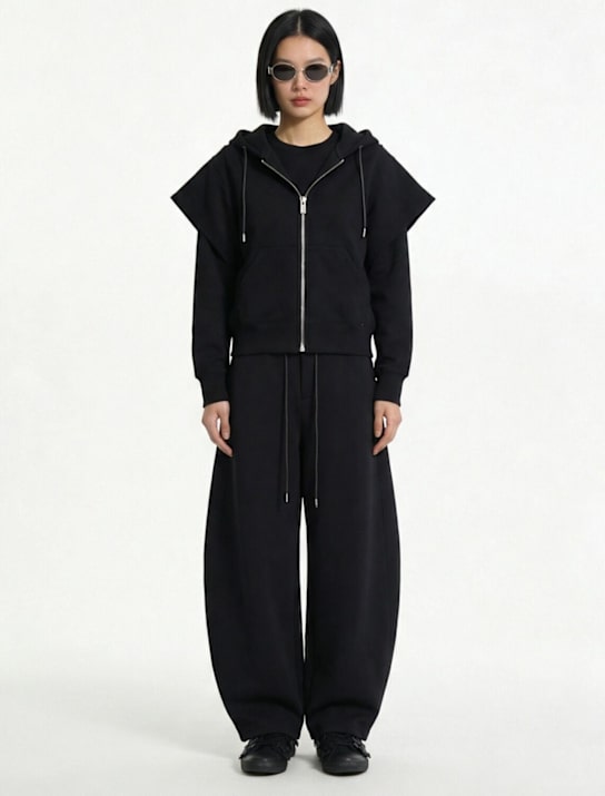 Sacai: Sponge cotton blend hoodie - Negro - women_1 | Luisa Via Roma
