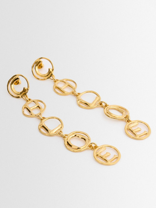 Chloé: Script long earrings - Antique Gold - women_1 | Luisa Via Roma