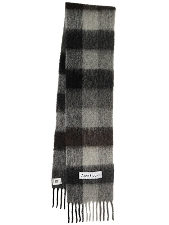 Acne Studios: Vally alpaca blend scarf - 黑色/灰色 - women_0 | Luisa Via Roma