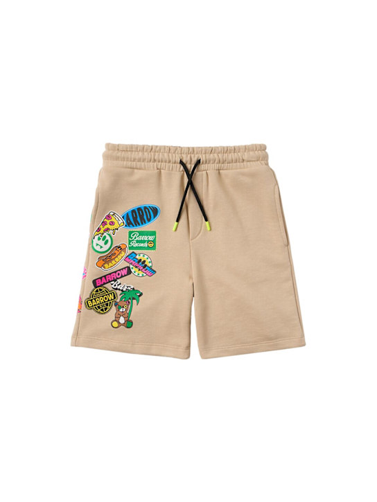Barrow: Printed cotton sweat shorts - Beige - kids-boys_0 | Luisa Via Roma