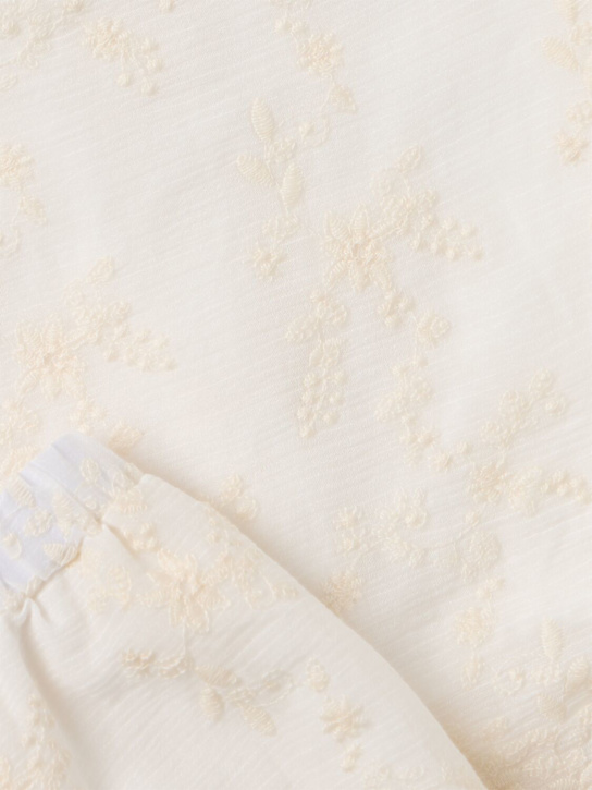Cosmosophie: Embroidered cotton top & shorts - Off White - kids-girls_1 | Luisa Via Roma