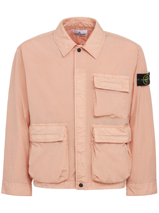 Stone Island: Logo nylon field jacket - Plaster Pink - men_0 | Luisa Via Roma