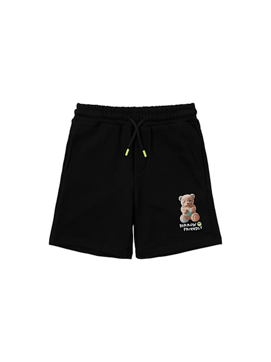 Barrow: Printed cotton sweat shorts - Black - kids-boys_0 | Luisa Via Roma