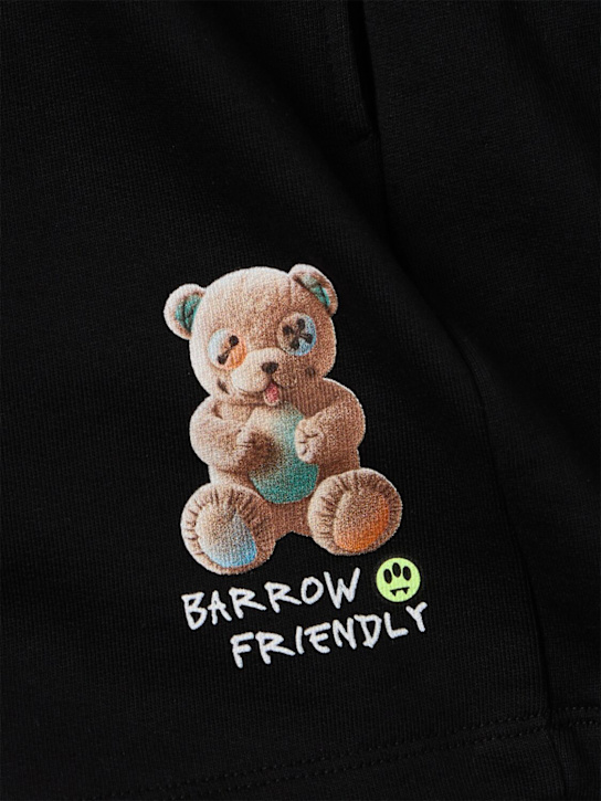 Barrow: Printed cotton sweat shorts - Black - kids-boys_1 | Luisa Via Roma