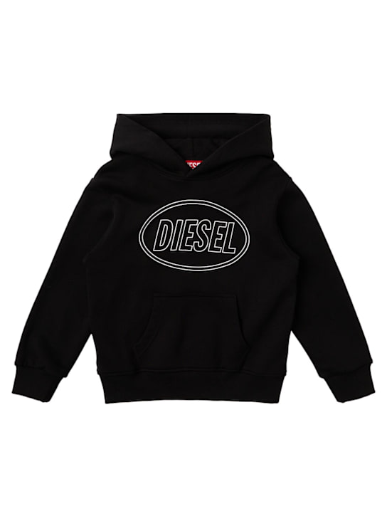 Diesel Kids: Logo cotton hoodie - 黑色 - kids-boys_0 | Luisa Via Roma