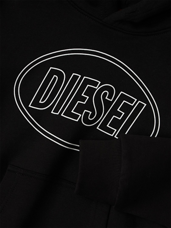 Diesel Kids: Logo cotton hoodie - 黑色 - kids-boys_1 | Luisa Via Roma