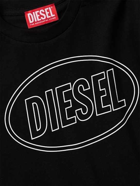 Diesel Kids: Printed cotton jersey t-shirt - Black - kids-boys_1 | Luisa Via Roma