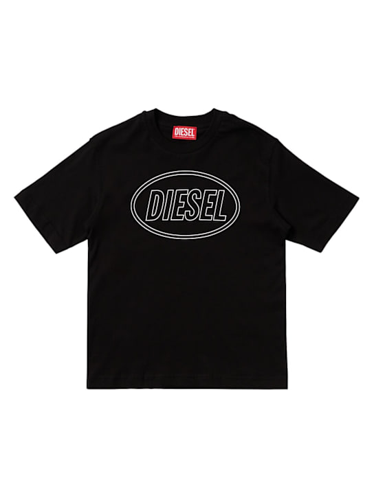 Diesel Kids: Printed cotton jersey t-shirt - Black - kids-boys_0 | Luisa Via Roma