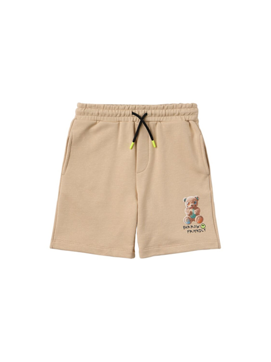 Barrow: Printed cotton sweat shorts - 米黄色 - kids-boys_0 | Luisa Via Roma