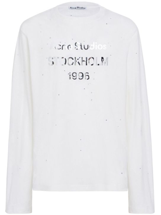Acne Studios: T-Shirt aus Baumwollmischung „Edden 1996“ - Optisches Weiß - men_0 | Luisa Via Roma