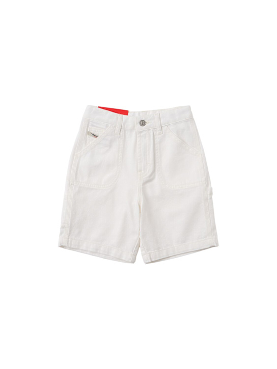 Diesel Kids: Cotton denim shorts - White - kids-boys_0 | Luisa Via Roma