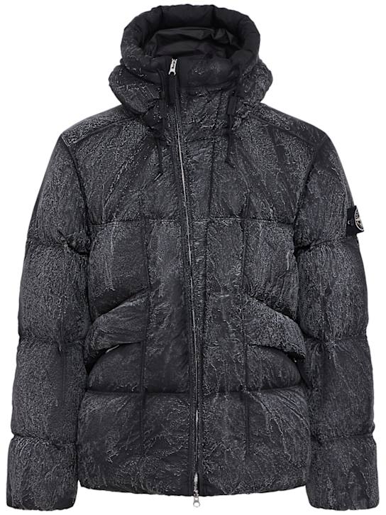 Stone Island: Printed tech down jacket - men_0 | Luisa Via Roma