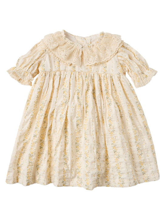 Cosmosophie: Floral printed cotton dress - Multi/Ylw - kids-girls_0 | Luisa Via Roma