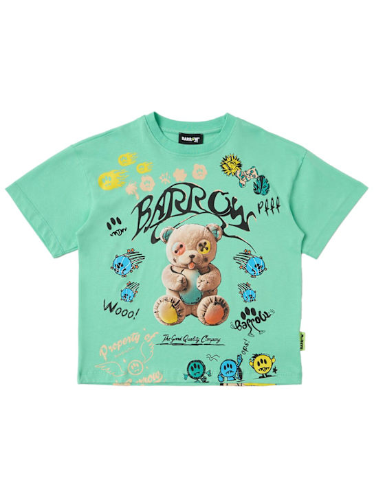 Barrow: Printed cotton jersey t-shirt - 그린 - kids-boys_0 | Luisa Via Roma