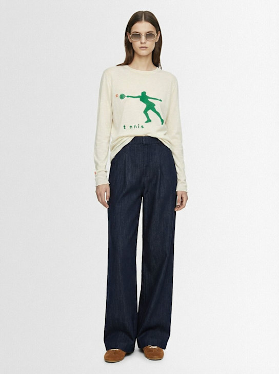 Adrian Cashmere: Tennis long sleeve cashmere sweater - Natural - women_1 | Luisa Via Roma