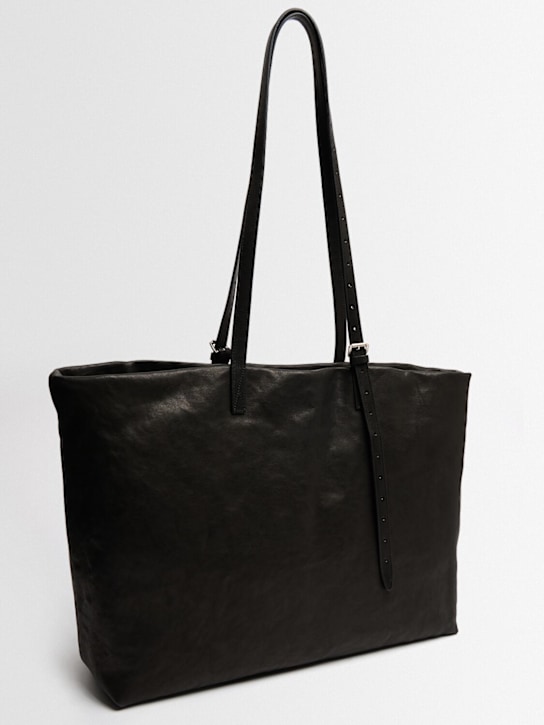 Ann Demeulemeester: Bes皮革托特包 - 黑色 - men_1 | Luisa Via Roma