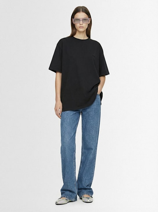 The Attico: 大廓型开叉平纹针织T恤 - 水洗黑色 - women_1 | Luisa Via Roma