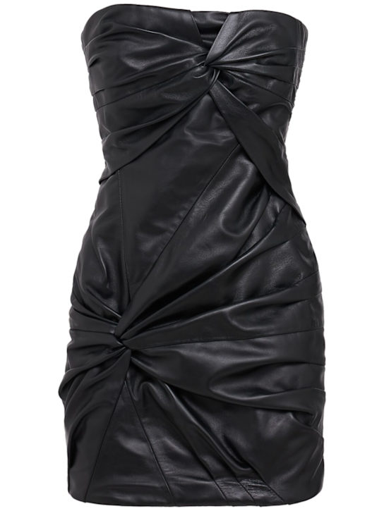 The Attico: Leather strapless mini dress - Nero - women_0 | Luisa Via Roma