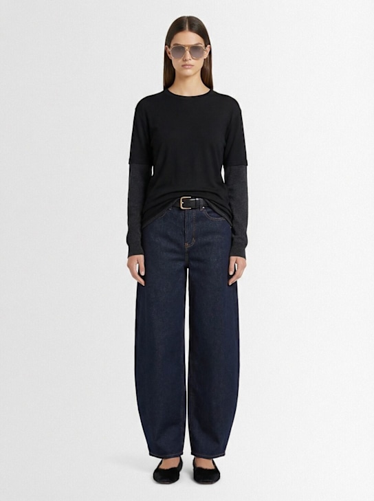 Adrian Cashmere: Double-layer cashmere sweater - Black/Grey - women_1 | Luisa Via Roma