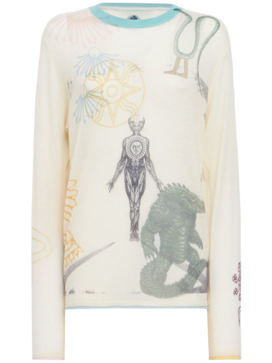 Adrian Cashmere: Genesis cashmere top - Bone/Multi - women_0 | Luisa Via Roma