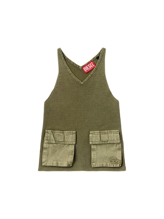 Diesel Kids: Cotton tank top - Vert - kids-girls_0 | Luisa Via Roma