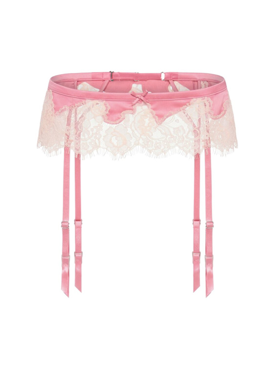 Fleur Du Mal: Juliet lace garter - Pink - women_0 | Luisa Via Roma