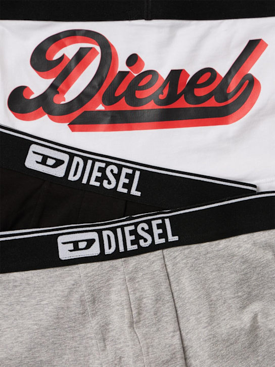 Diesel Kids: Set of 3 jersey boxer briefs - Blk/Wht/Gry - kids-boys_1 | Luisa Via Roma