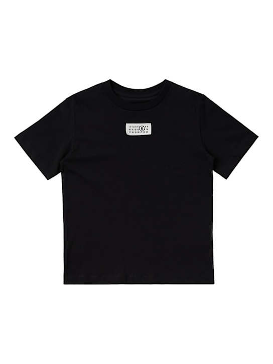 MM6 Maison Margiela: Cotton jersey t-shirt - Schwarz - kids-girls_0 | Luisa Via Roma