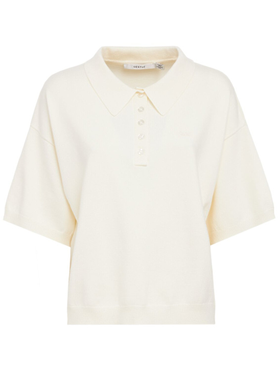 Gestuz: Talla viscose blend knit polo - 米黄色 - women_0 | Luisa Via Roma