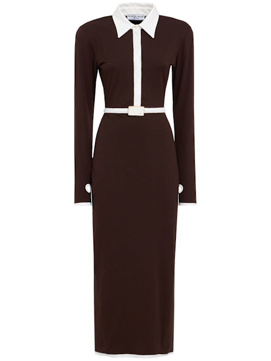 Rowen Rose: Long sleeved polo dress - 브라운 - women_0 | Luisa Via Roma