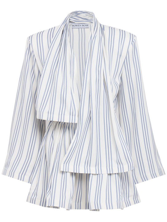 Rowen Rose: Striped crepe de chine mini dress - Bleu/Multi - women_0 | Luisa Via Roma