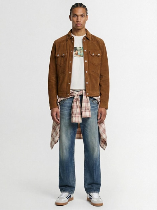 Dsquared2: Boxy麂皮衬衫 - 白兰地色 - men_1 | Luisa Via Roma