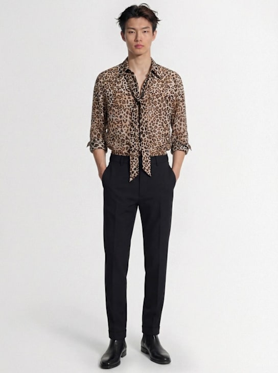 Dsquared2: Wild2 Sexy Tie printed cotton shirt - Beige /Brown/Bl - men_1 | Luisa Via Roma