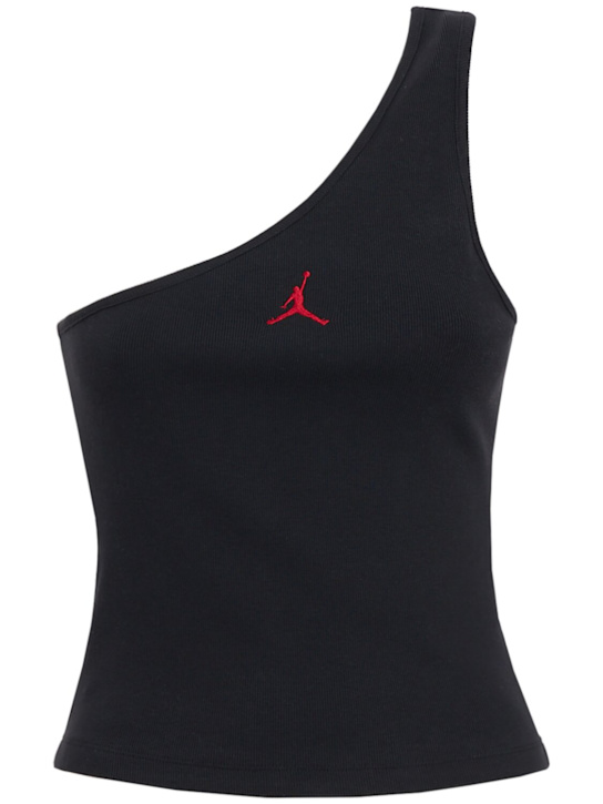 Jordan: Flight jersey one-shoulder top - Black/Varsity R - women_0 | Luisa Via Roma