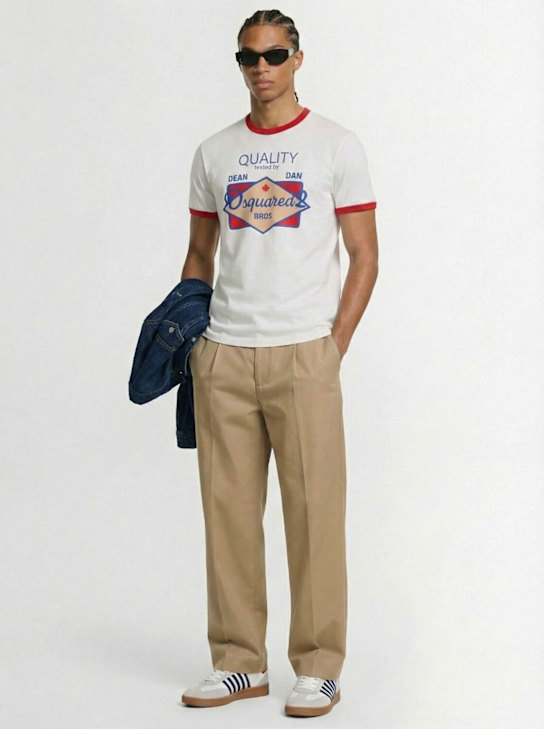 Dsquared2: New Cool Fit printed cotton t-shirt - White/Red - men_1 | Luisa Via Roma