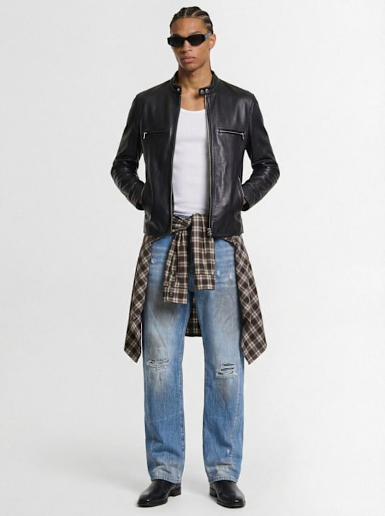 Dsquared2: Bad Boy皮革机车夹克 - 黑色 - men_1 | Luisa Via Roma