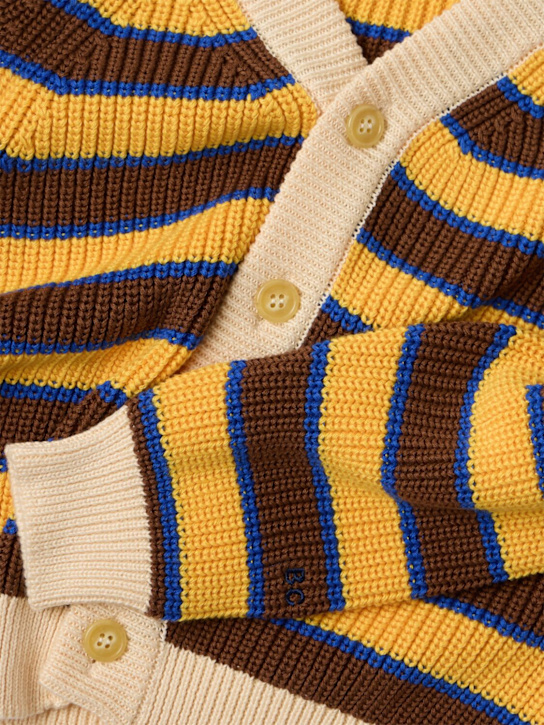 Bobo Choses: 条纹开衫 - 黄色/棕色 - kids-girls_1 | Luisa Via Roma