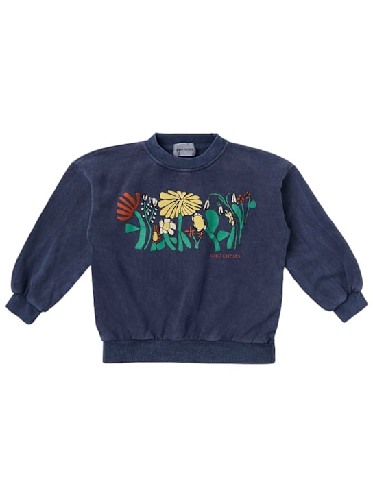 Bobo Choses: Printed cotton sweatshirt - Blue - kids-boys_0 | Luisa Via Roma