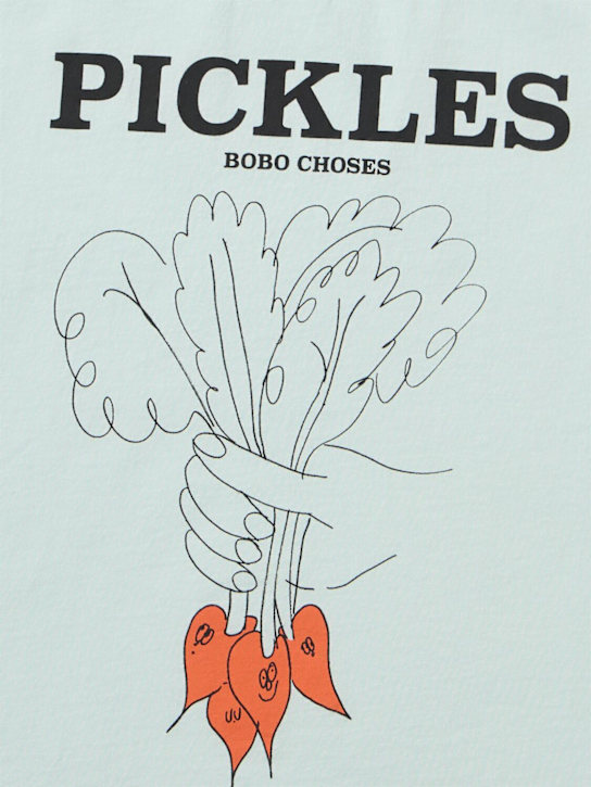 Bobo Choses: Printed cotton sleeveless t-shirt - Celeste - kids-girls_1 | Luisa Via Roma