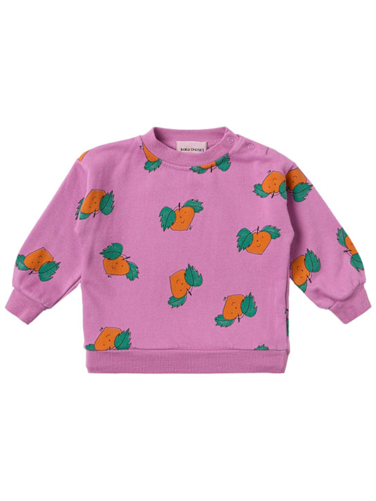 Bobo Choses: Printed cotton blend sweatshirt - Violet - kids-girls_0 | Luisa Via Roma