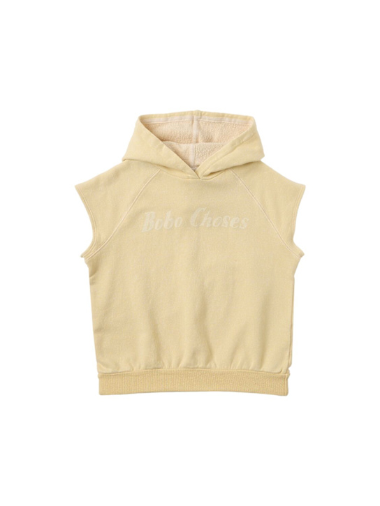Bobo Choses: Printed cotton sleeveless hoodie - Beige - kids-girls_0 | Luisa Via Roma